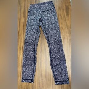 Lululemon Wunder Under High Rise Black and White Geometric Pants
